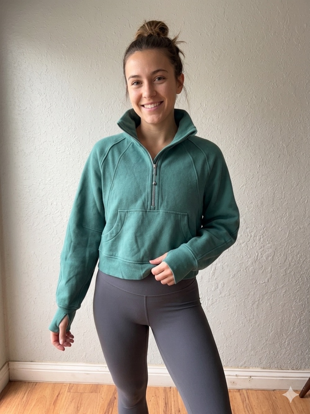 lululemon athletica Teal Green Quarter-Zip Fleece Pullover